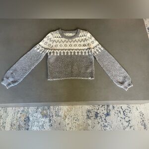 Abercrombie Kids Gray and Cream Crew Neck Sweater